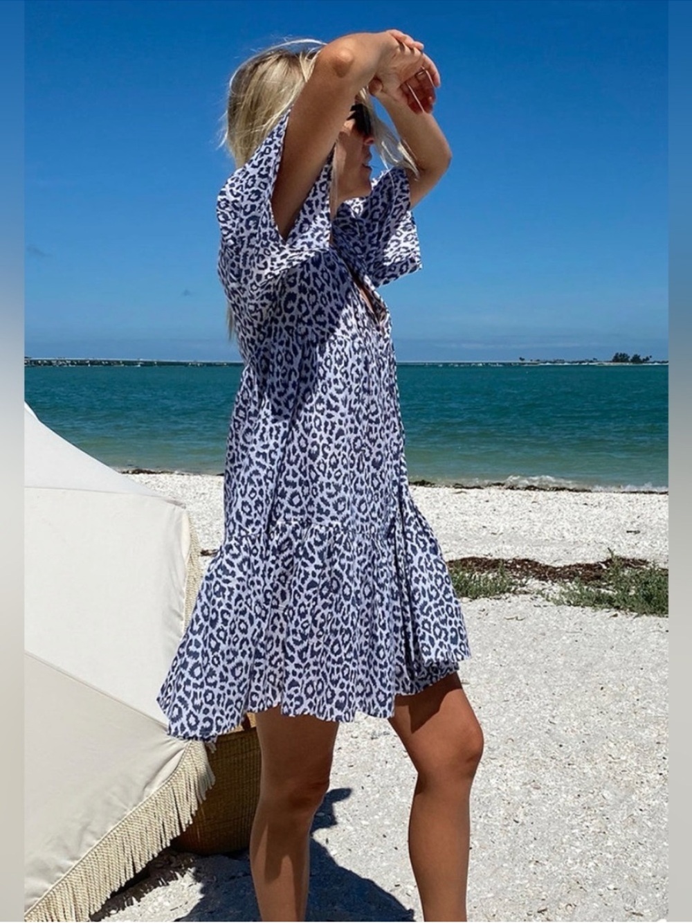 Emerson Fry India Collection Dress Isla Mini in Charcoal Leopard